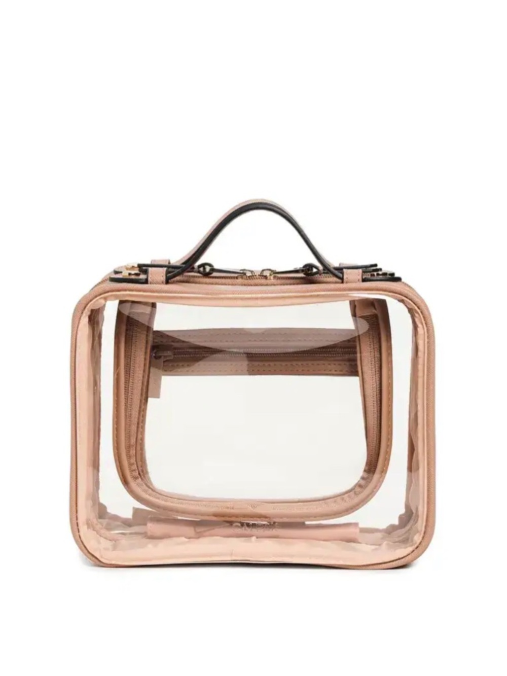 Calpak Medium Clear Cosmetics Case in Caramel
